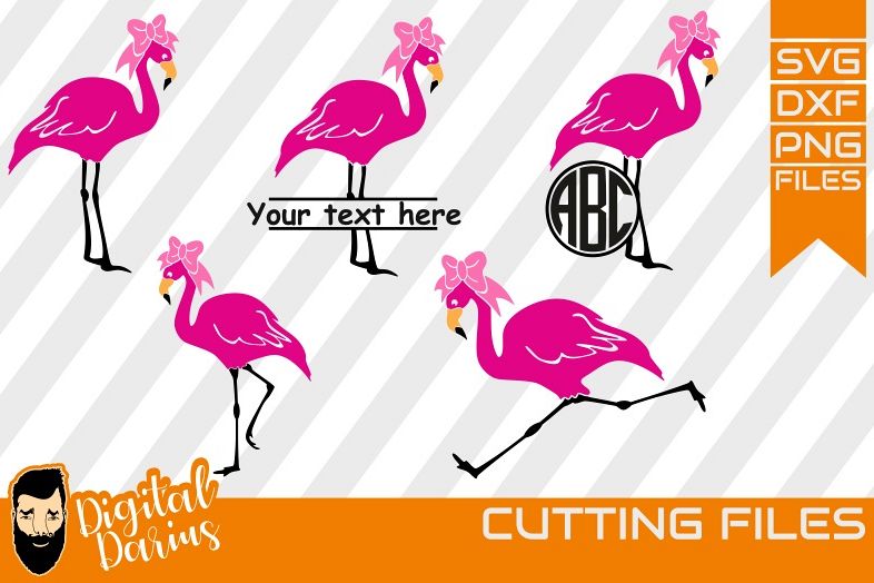 5x Flamingo svg , bird svg, Monogram, Beach Svg, Animal Svg example image 1