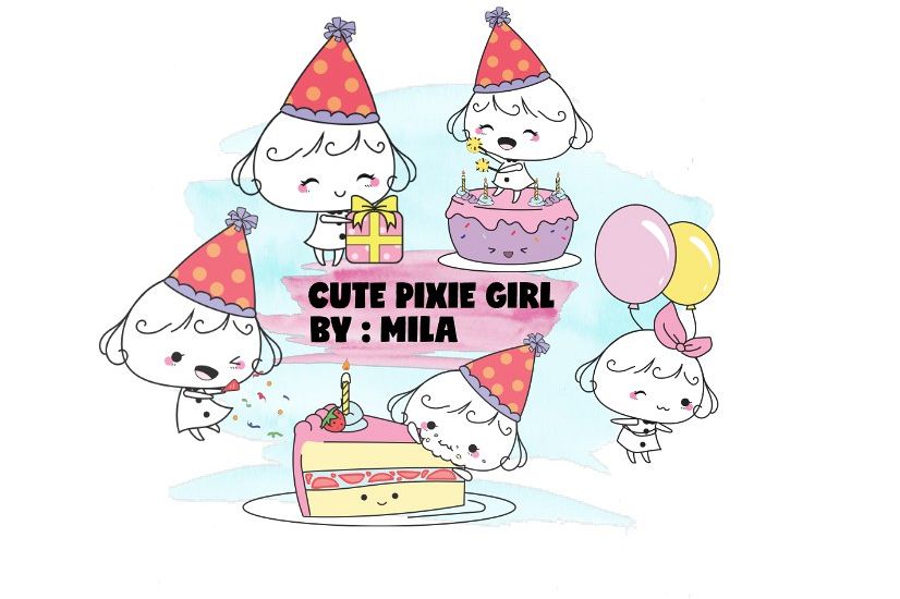KAWAII GIRL CLIPART BUNDLE PNG example image 1