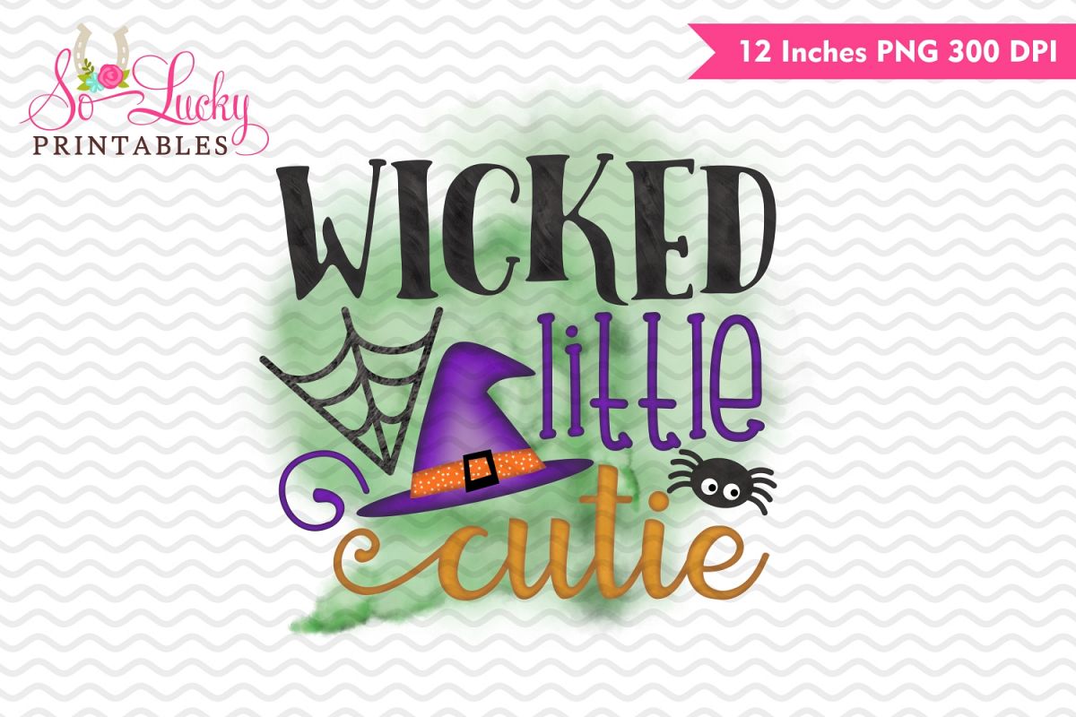 Wicked Little Cutie Halloween watercolor sublimation design example image 1