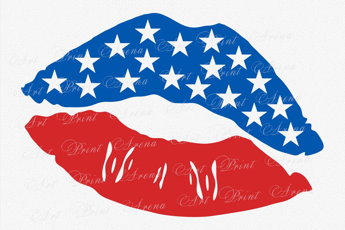 Flag Lips SVG, USA Flag lips, Fourth of July svg, Patriotic svg, 4th of