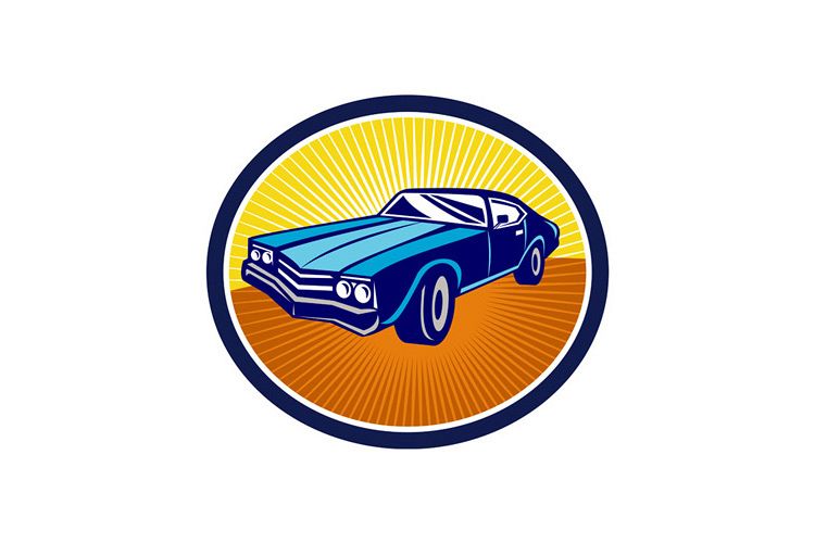 American Vintage Muscle Car Rear Retro example image 1
