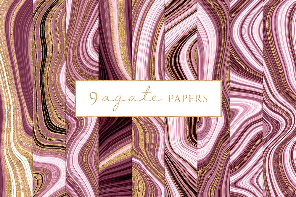 Agate Marble and Gold Effect Digital Papers example image 1
