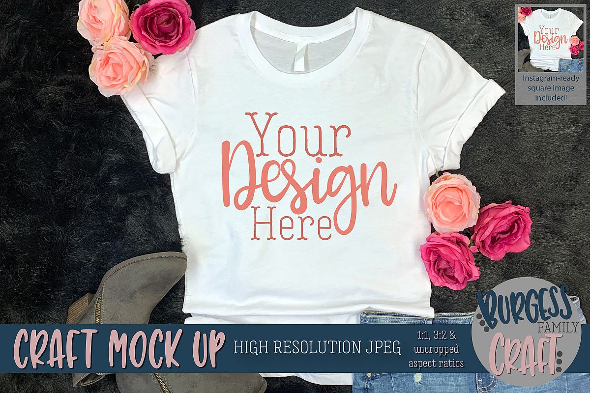 Pretty womens shirt Craft mock up | High Resolution JPEG example image 1