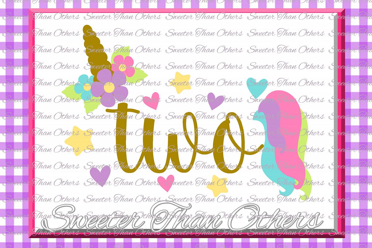 Second Birthday SVG, 2nd Birthday Unicorn svg example image 1