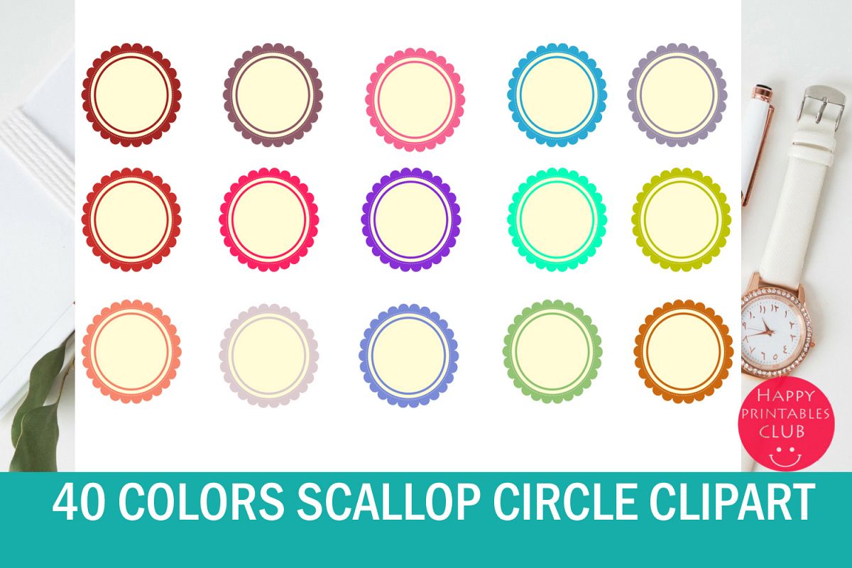 40 Scallop Circle Clipart example image 1