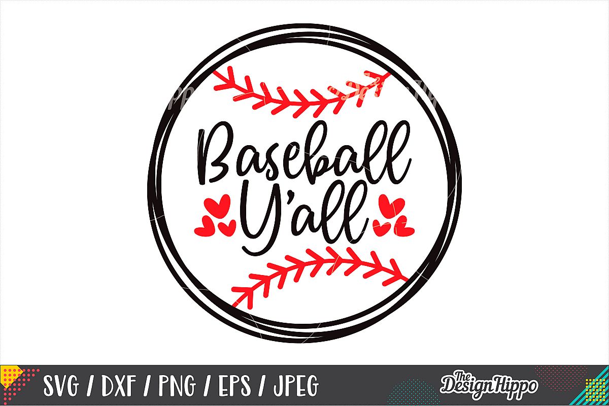 Baseball Y'all SVG, Baseball Stitches SVG, DXF PNG Cut Files example image 1