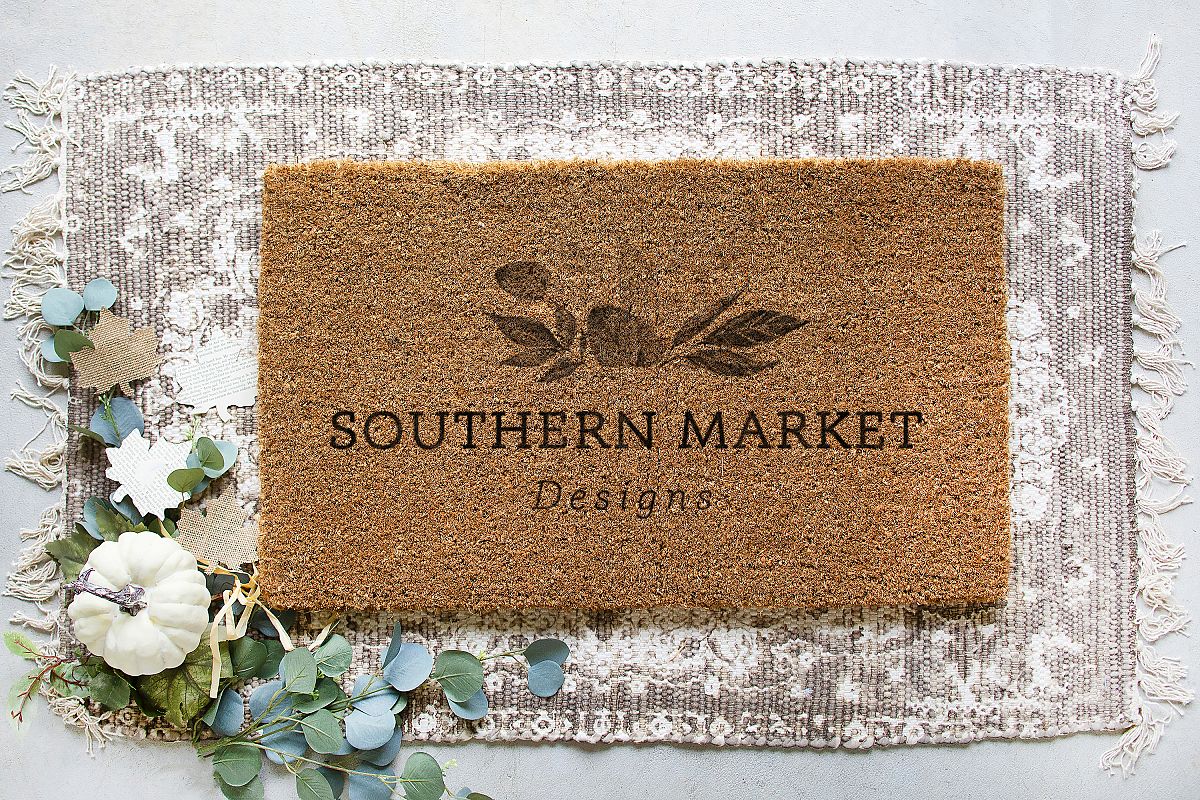 Fall Blank Door Mat Mock Up Photo Stock Photography example image 1