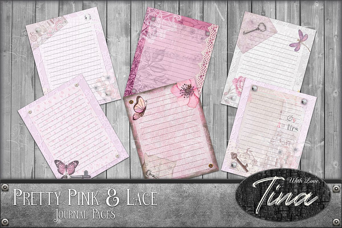 Pink Collage Butterflies Lace Roses 091618PJ example image 1