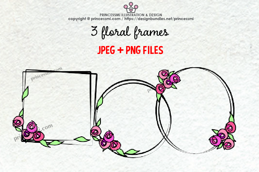 Floral frame clipart set example image 1