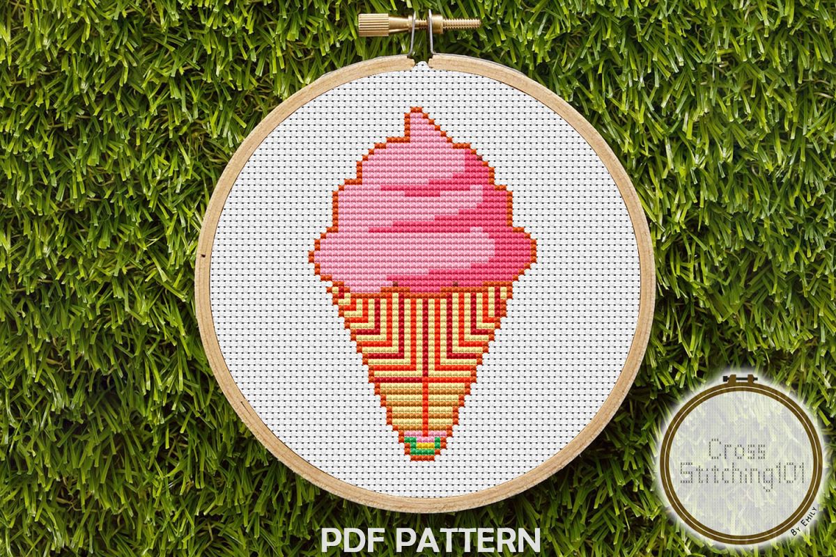 Ice Cream Cone Cross Stitch Pattern - Instant Download PDF example image 1