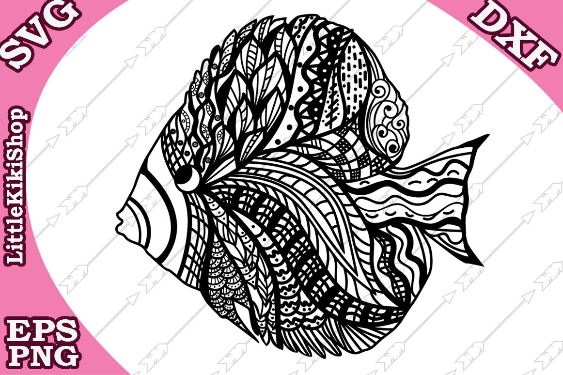Zentangle Fish Svg,Mandala Fish Svg,Fish cut file,Sea Animal example image 1