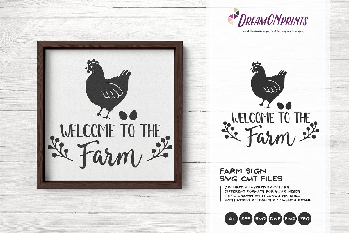 Welcome to the Farm SVG - Hen with Eggs SVG Cut Files example image 1