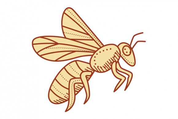 Bee Flying Mono Line example image 1