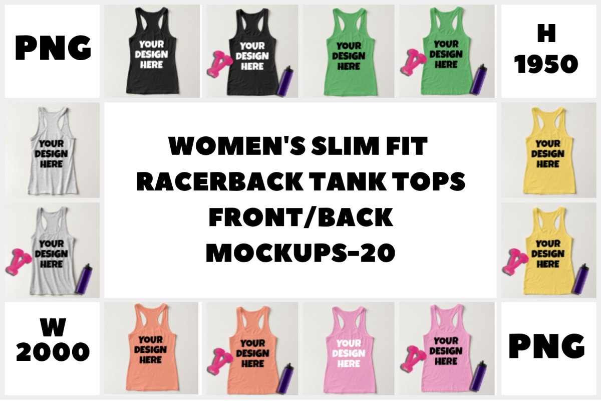 Ladies Tank Top Mockups - 20|Front/Back|PNG example image 1