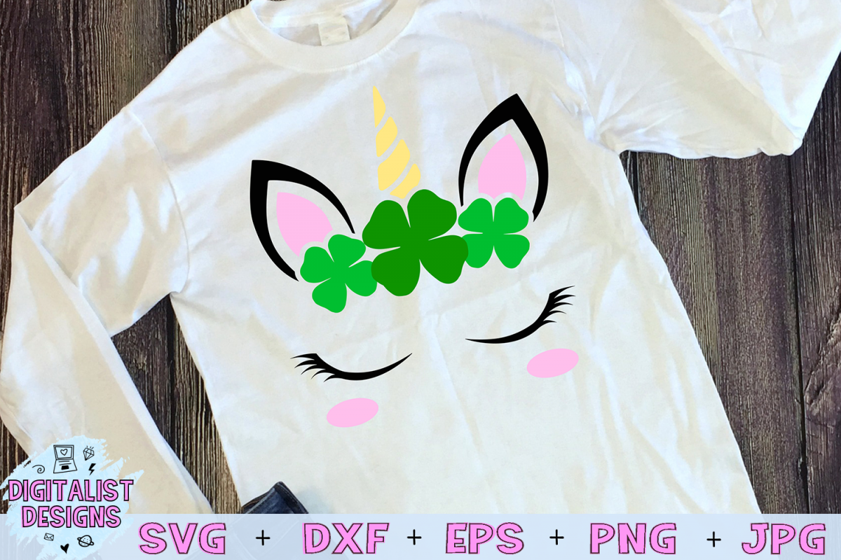 unicorn face svg, unicorn svg, st patricks svg, unicorn head example image 1