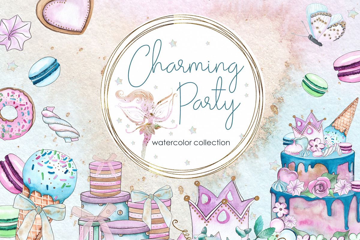 Charming party. Watercolor collection example image 1