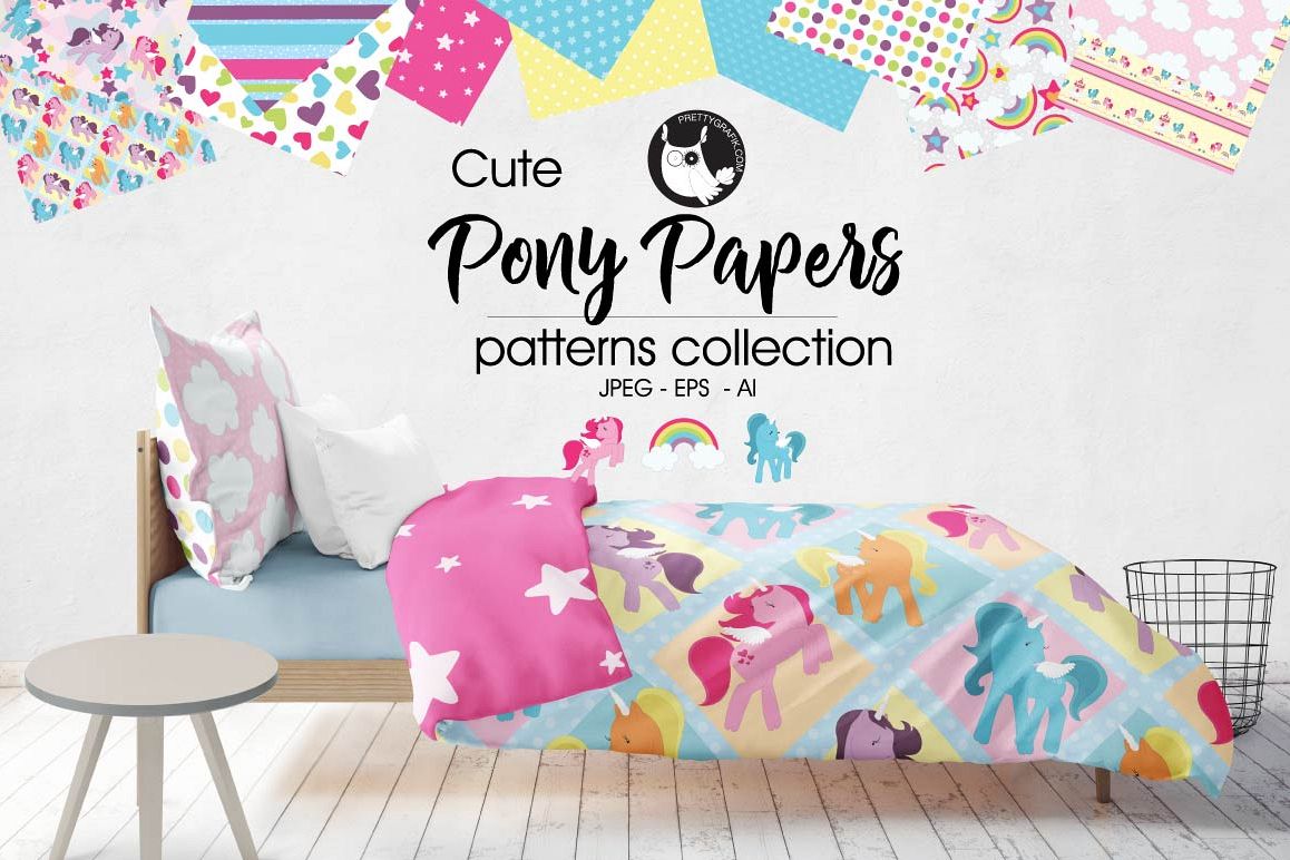 Pony papers, digital papers example image 1