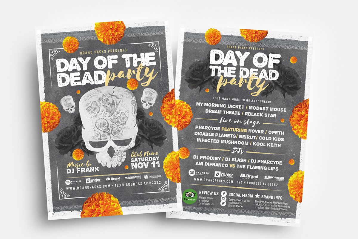 Day of The Dead Party Flyer Template example image 1