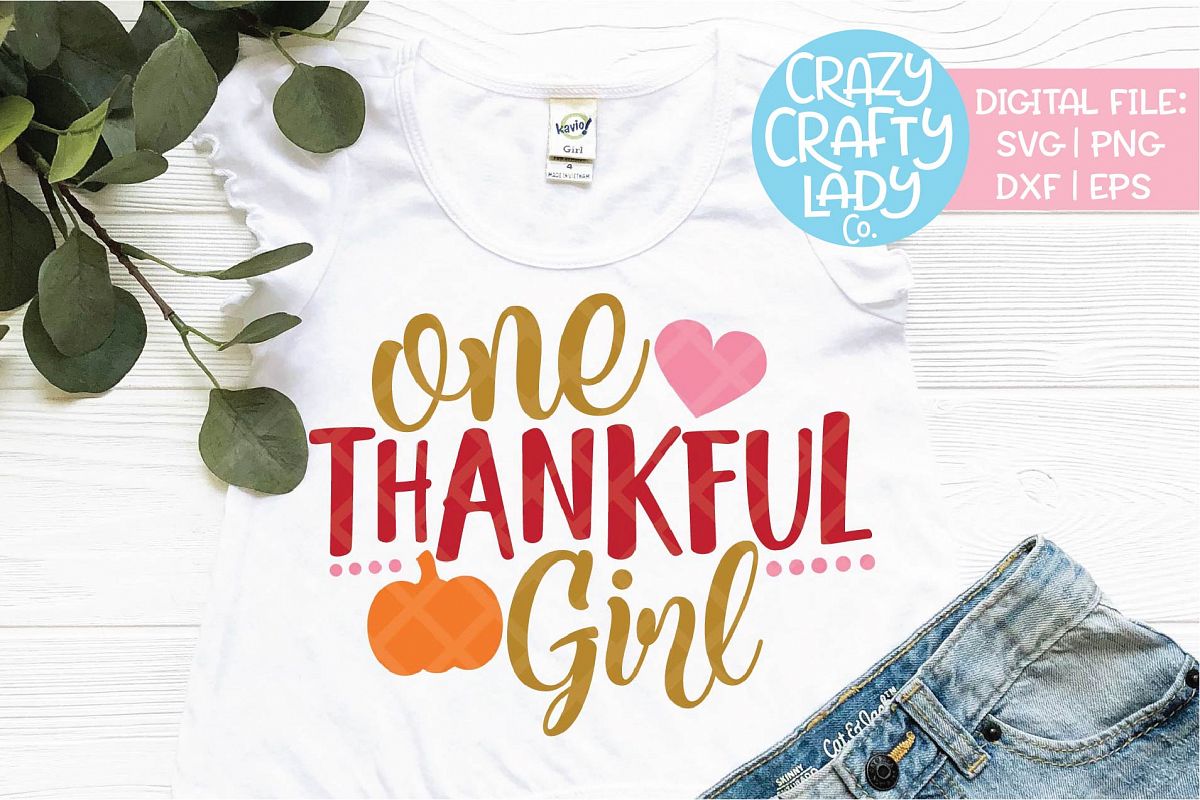 One Thankful Girl SVG DXF EPS PNG Cut File example image 1