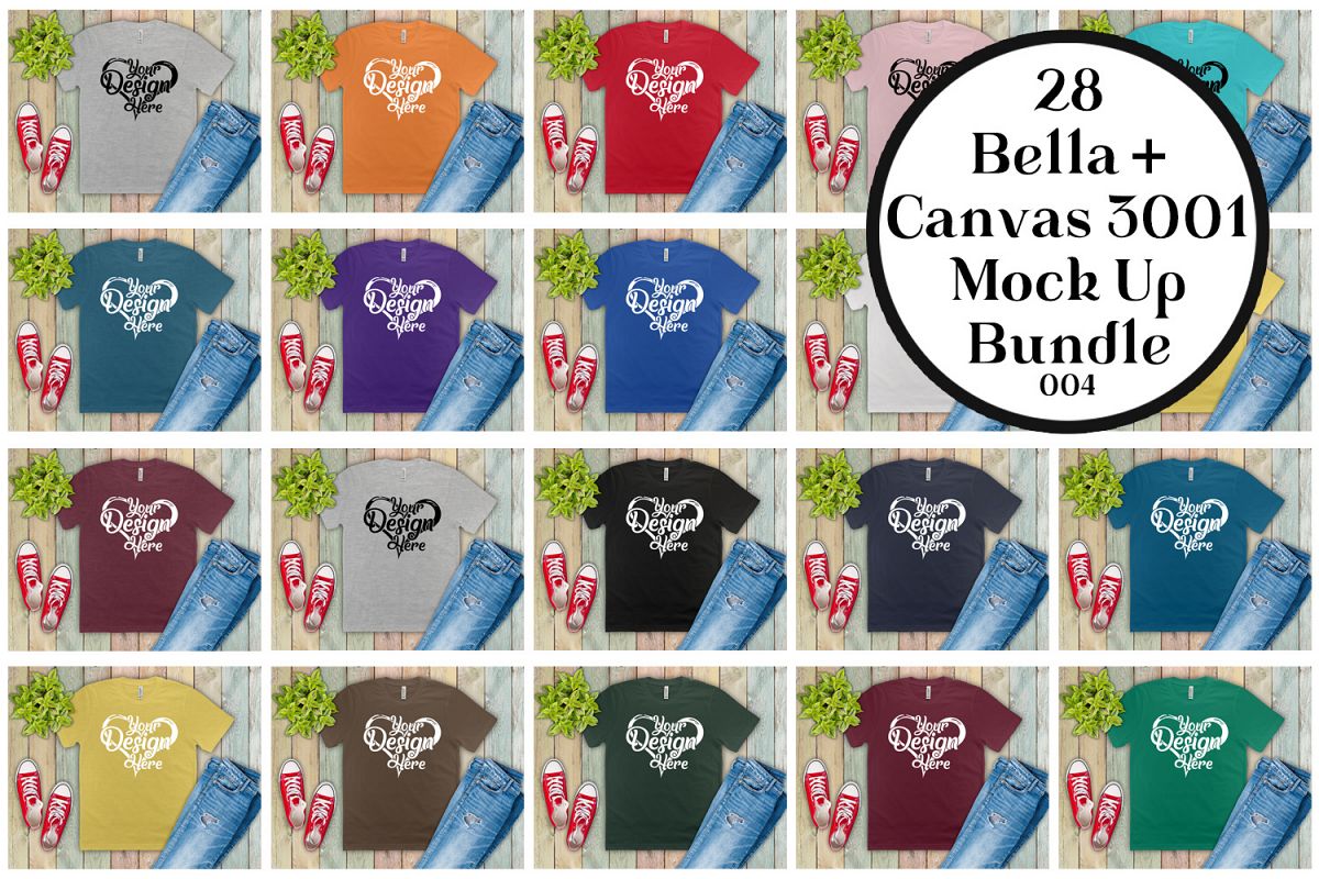Bella Canvas 3001 Mockup Bundle Flat Lay T-Shirt Mock Ups example image 1
