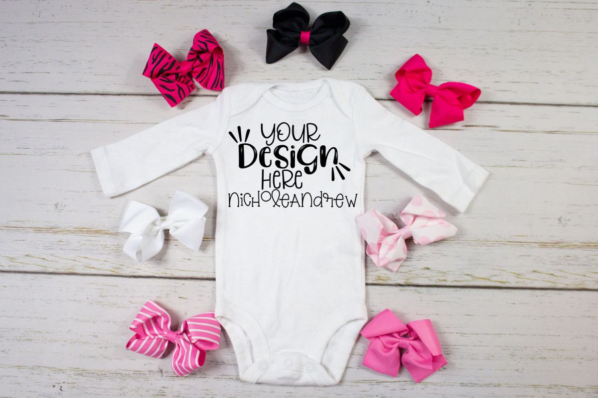 Baby Girl Bodysuit With Bows Mock Up example image 1