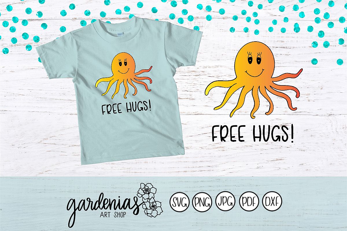 Octopus SVG | Octopus Cut Files | Free Hugs | Beach Theme example image 1