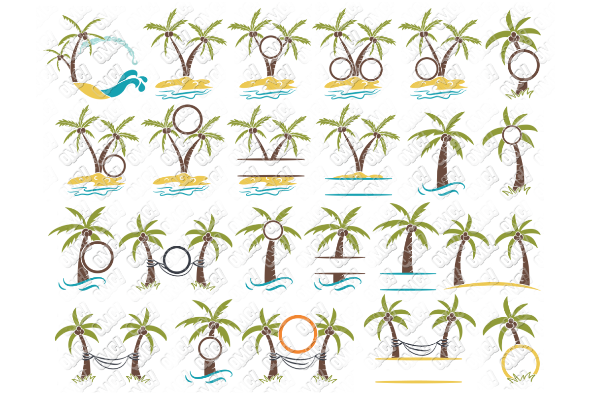 Download Palm Tree SVG Monogram Bundle in SVG/DXF/PNG/JPEG/EPS (104712) | Cut Files | Design Bundles