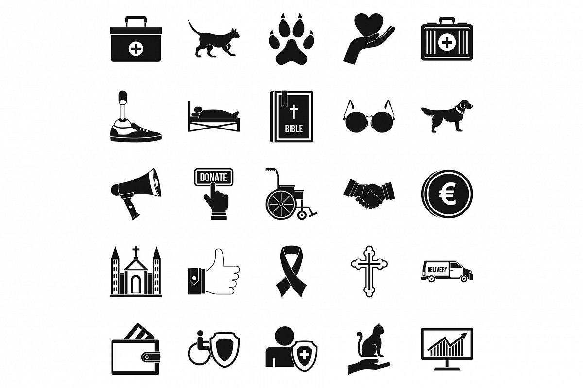Welfare icons set, simple style example image 1