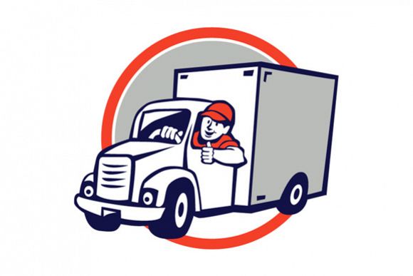 Delivery Van Driver Thumbs Up Circle Cartoon example image 1