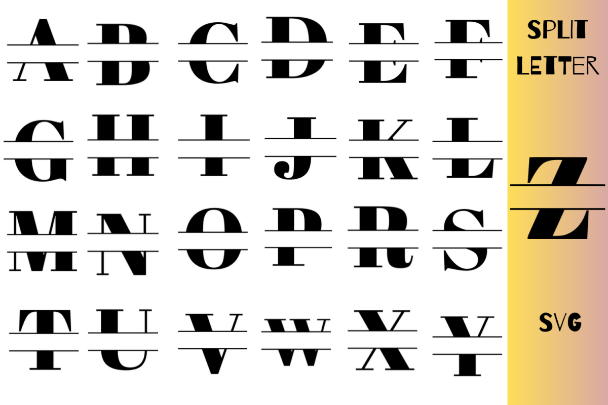 Split Letter SVG A-Z ForCricut|Full Alphabet Split Letter