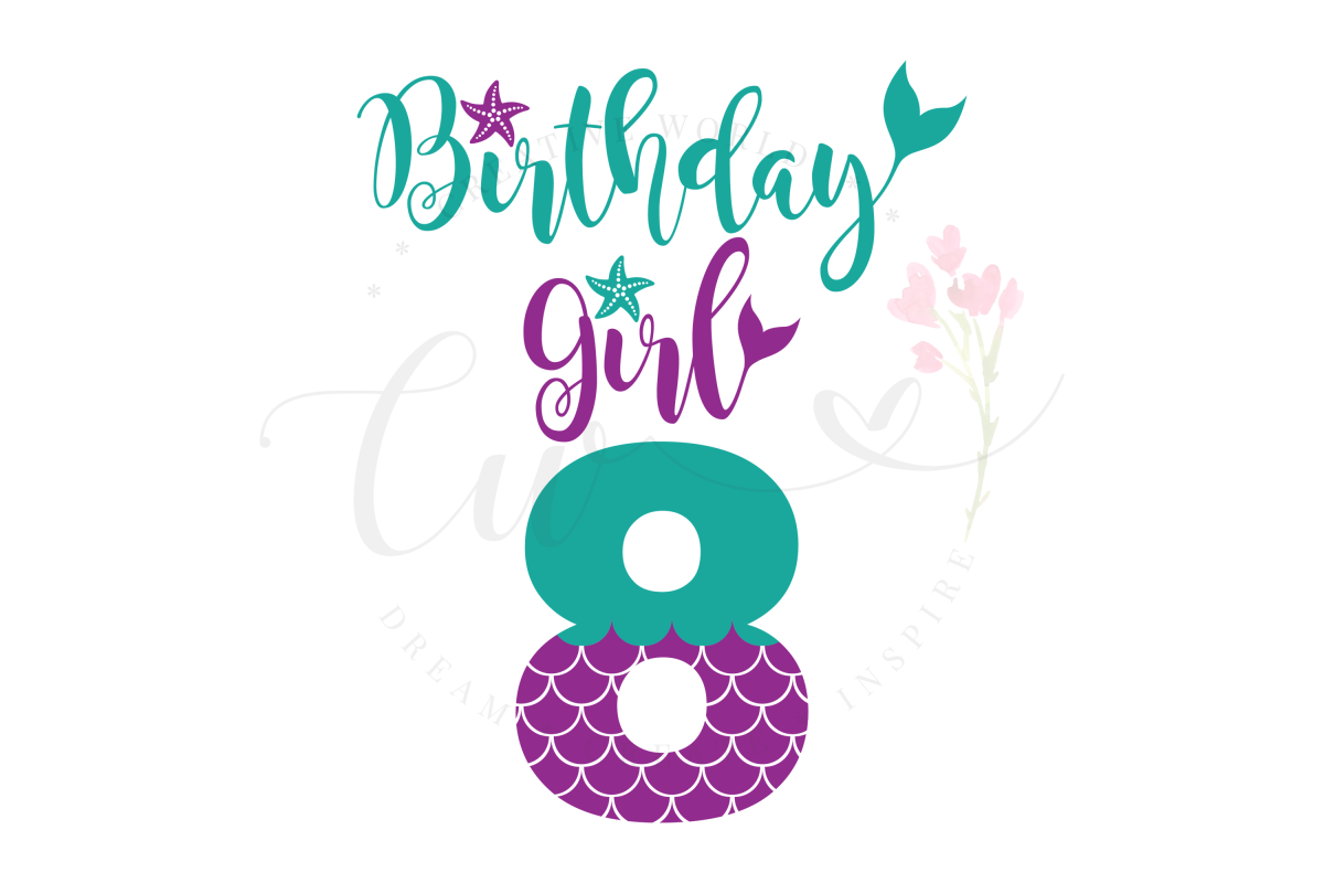 My 8th Birthday Mermaid SVG | Mermaid Birthday Girl svg example image 1