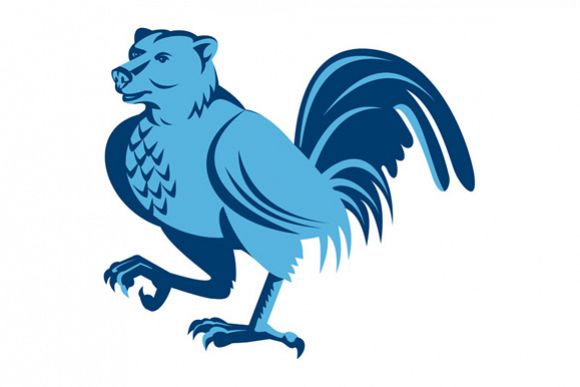 Half Bear Half Chicken Hybrid Marching Retro example image 1