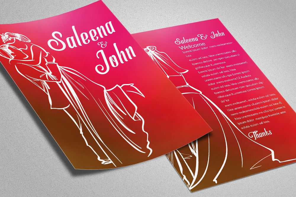 Double Sided Wedding Invitation Card example image 1