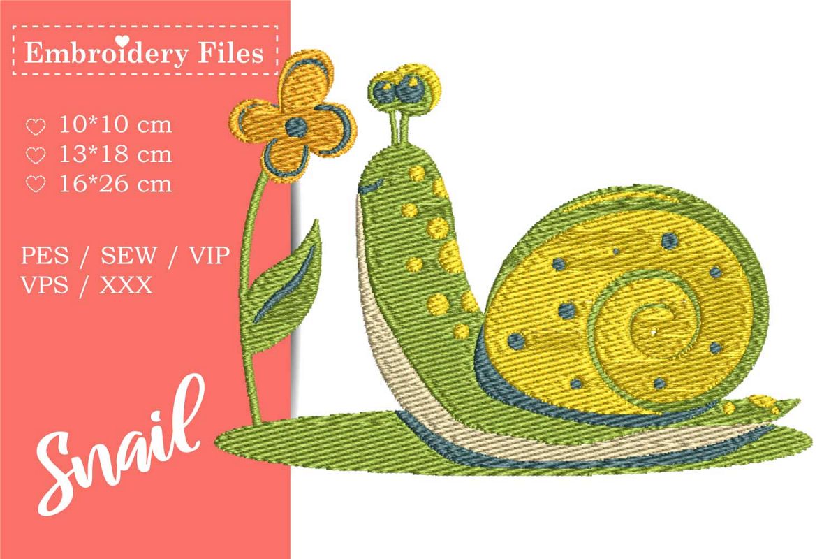 A cute Snail - Embroidery File for Beginners example image 1