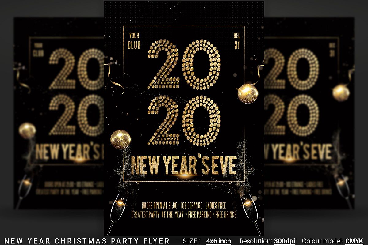 New Years Eve Christmas Party Flyer example image 1