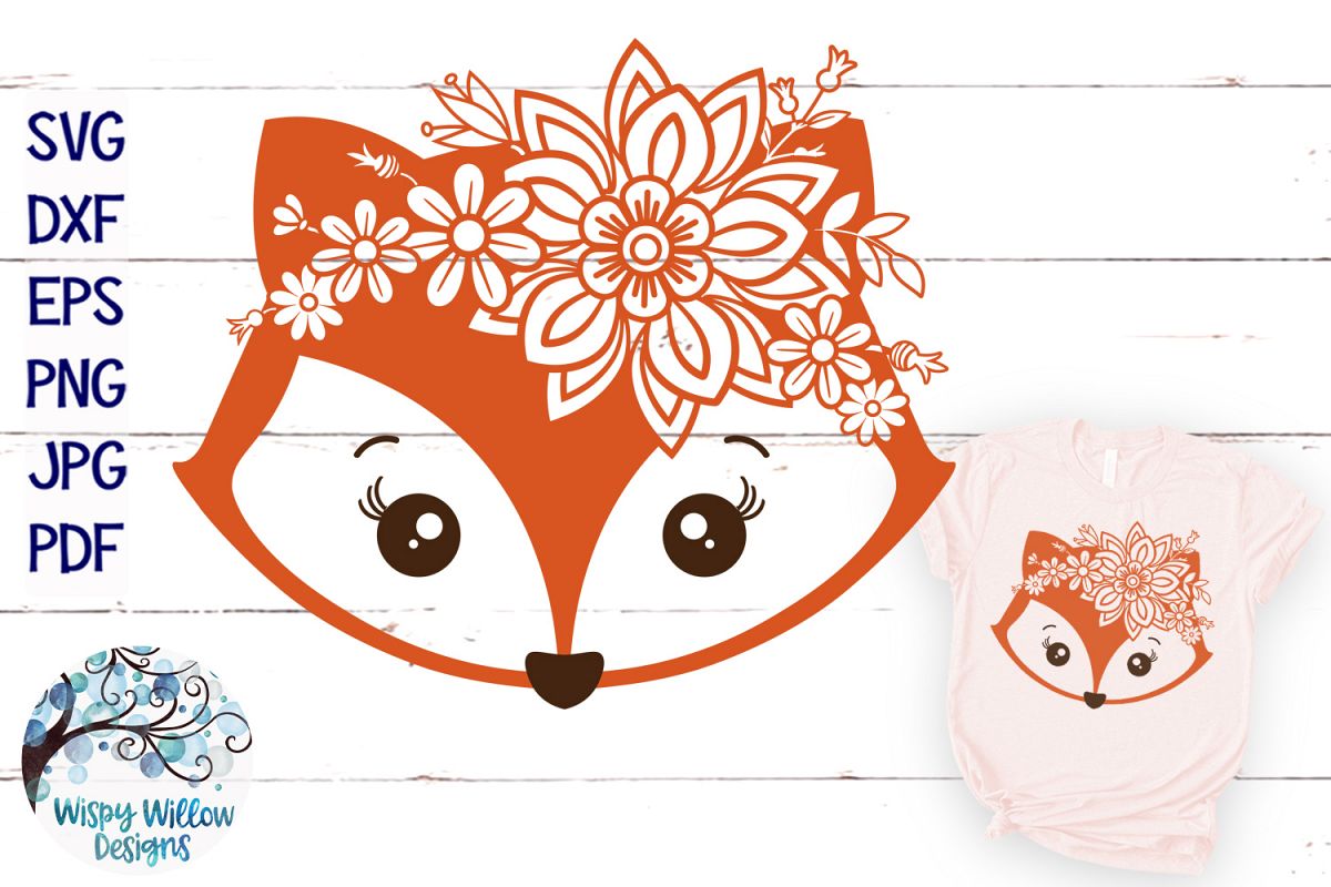 Floral Fox SVG | Girl Fox Face SVG Cut File (311666 ...