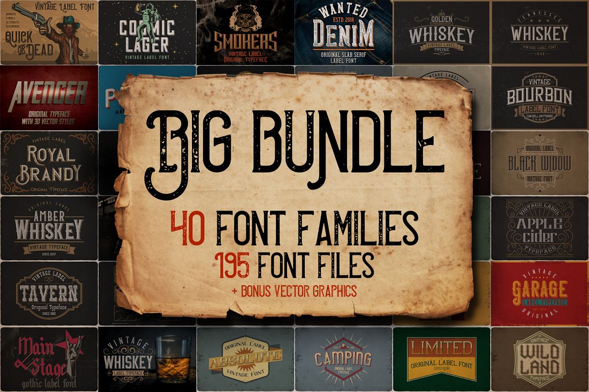 Vintage Fonts Bundle example image 1