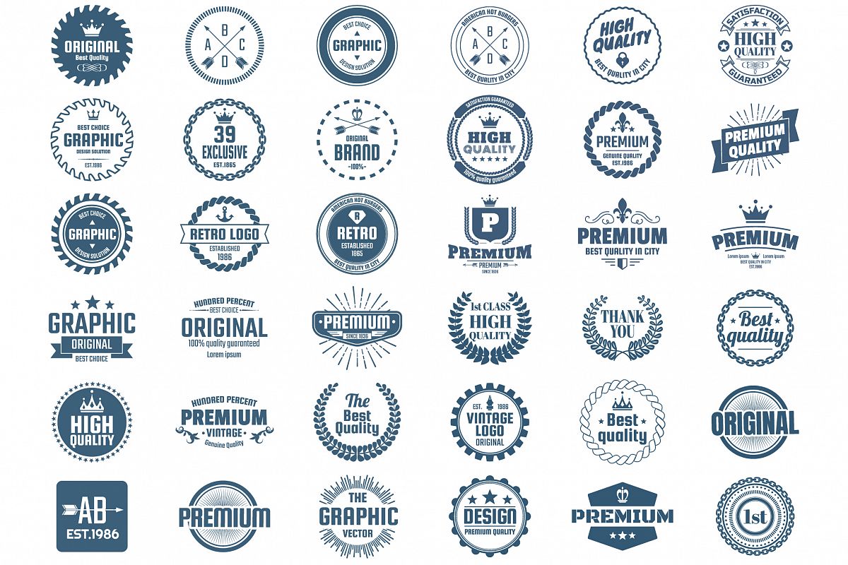Vintage Badge & Objects Vector Set example image 1