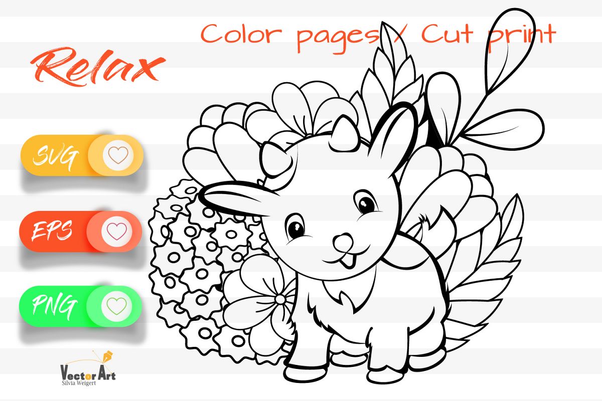 Litte Goat - Cut File and Coloring Page example image 1