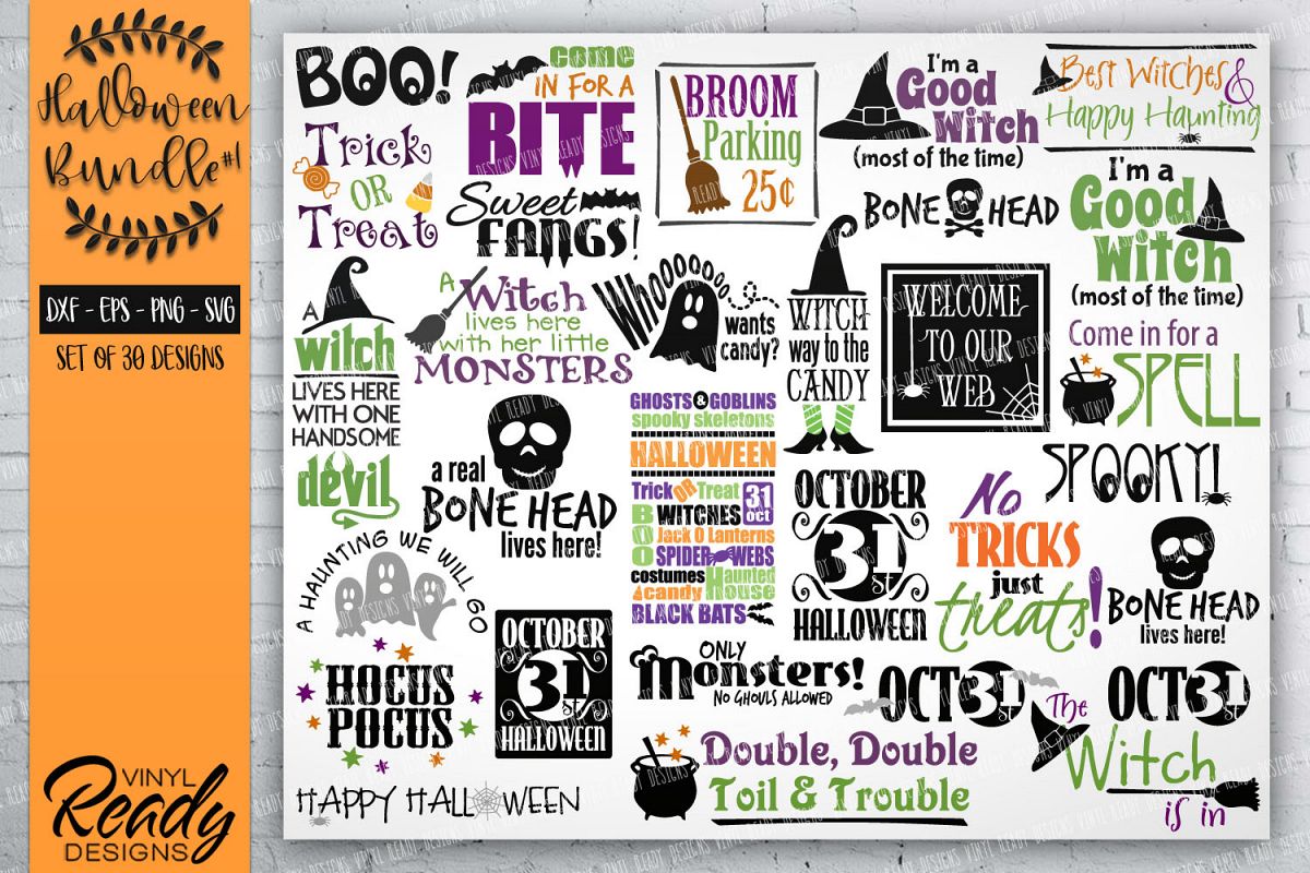 Halloween Bundle #1- 30 designs - Vector Clip Art File example image 1