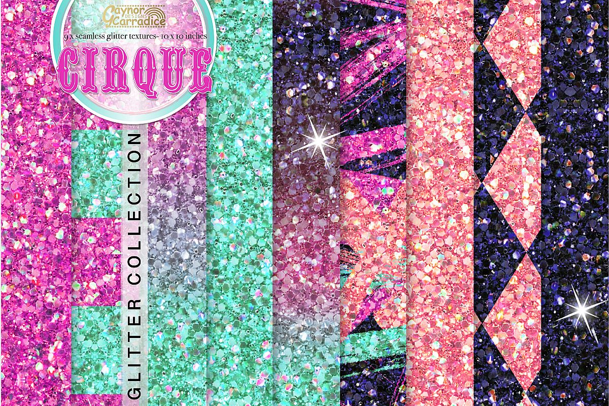 Pink and mint seamless Glitter backgrounds example image 1
