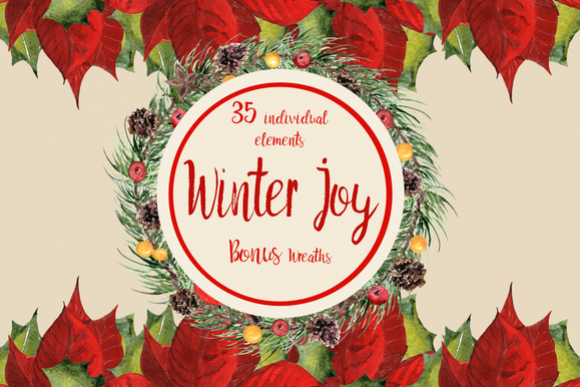 Winter Joy - 35 Watercolor Set example image 1