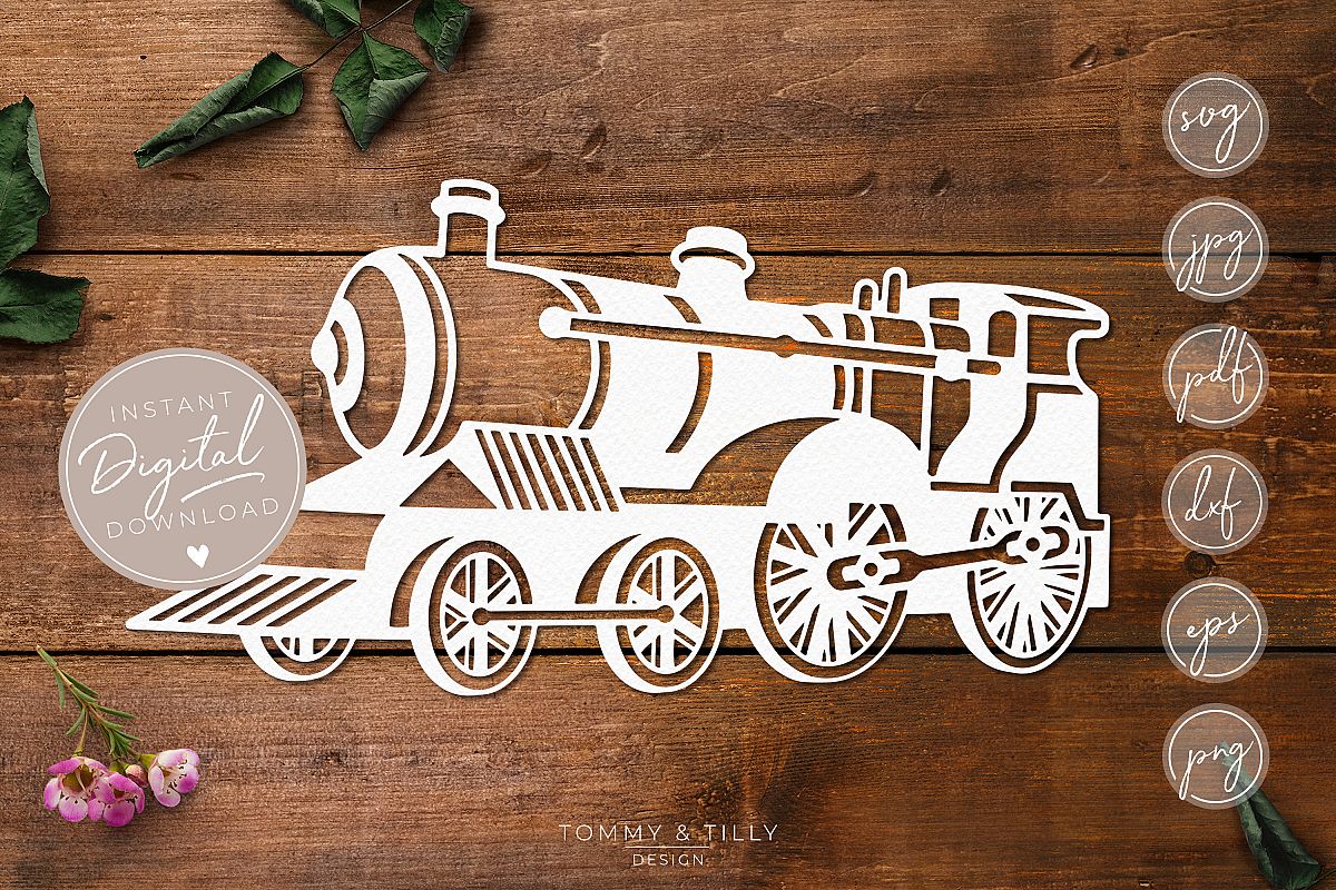Steam Train- SVG EPS DXF PNG PDF JPG Cut File example image 1