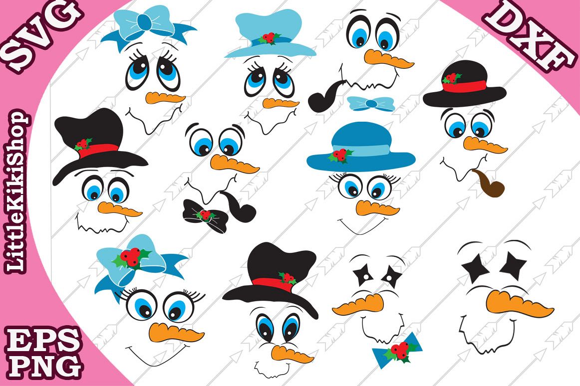 Snowman Face Svg Snowman Svg,Christmas Snowman clipart example image 1