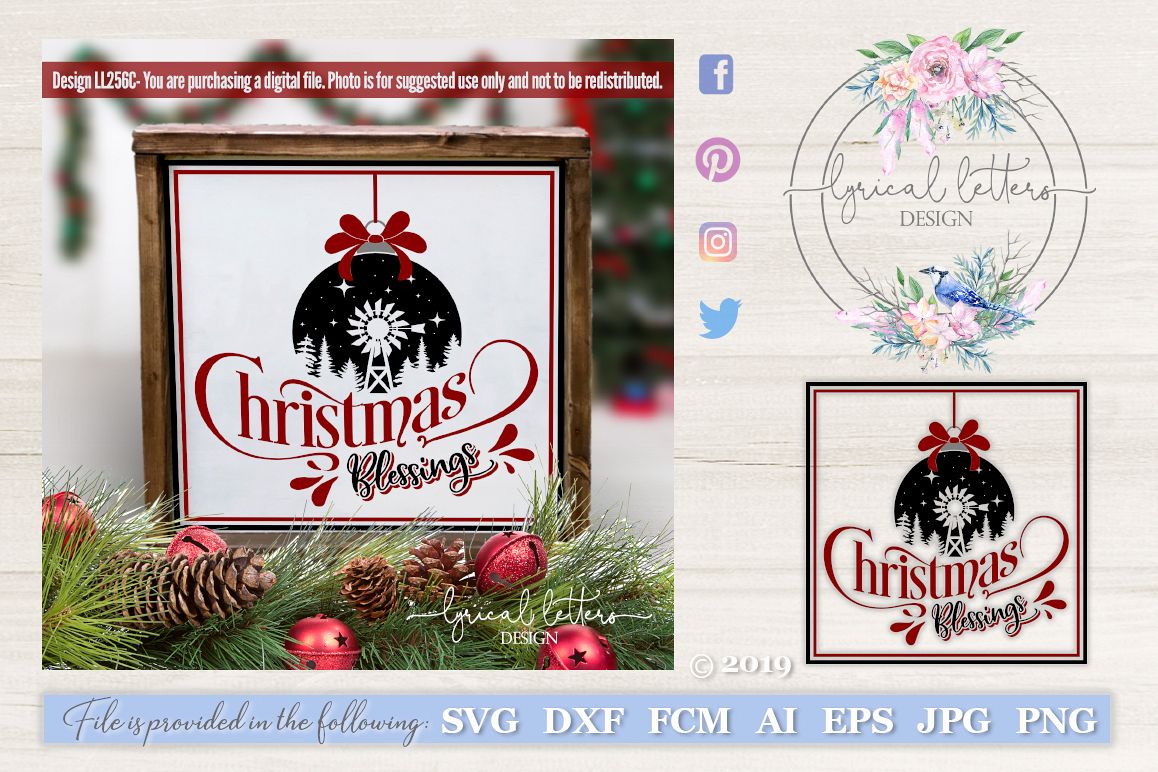 Download Farmhouse Christmas Blessings with Windmill SVG LL256C ...