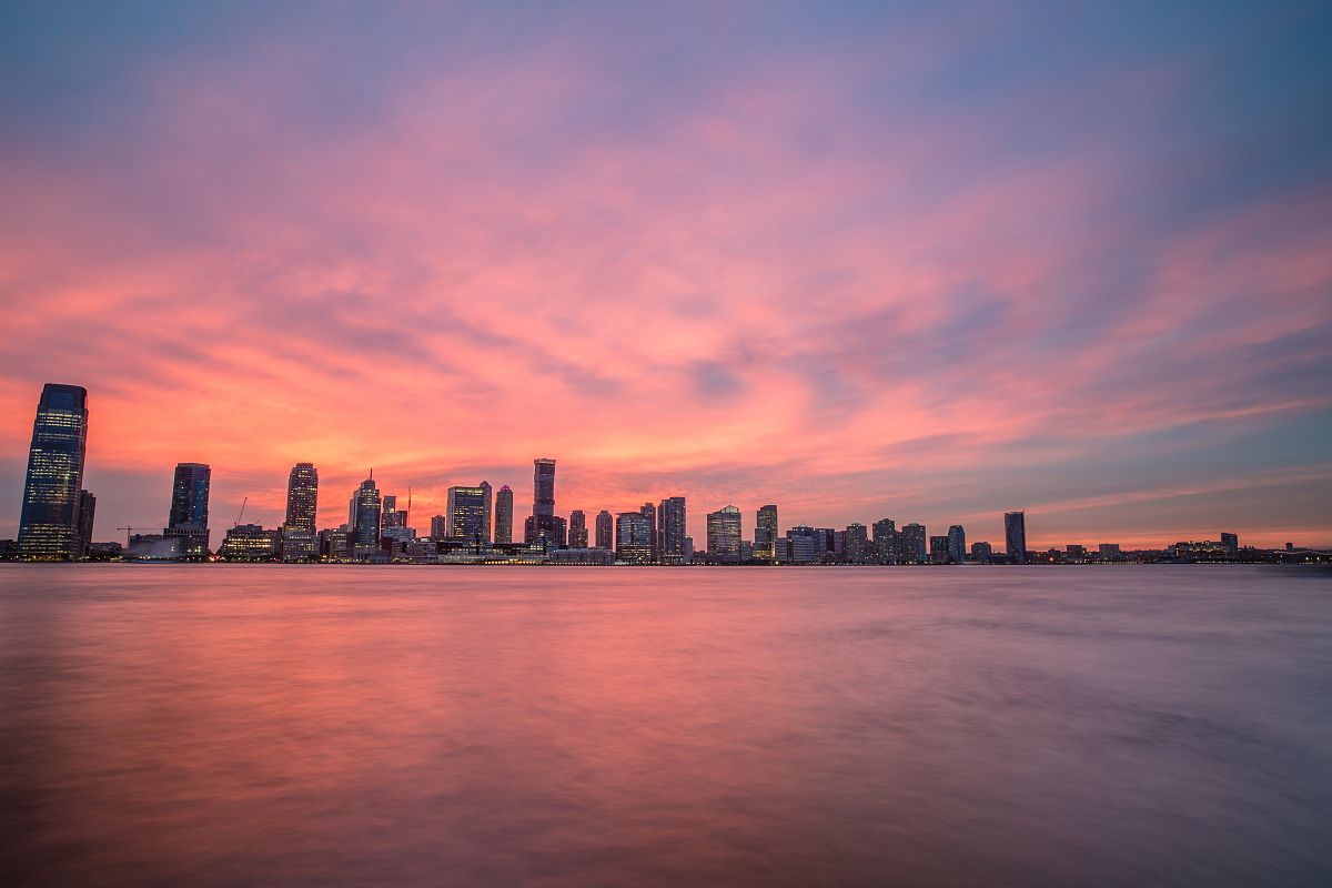 Pink sunset over Jersey city example image 1