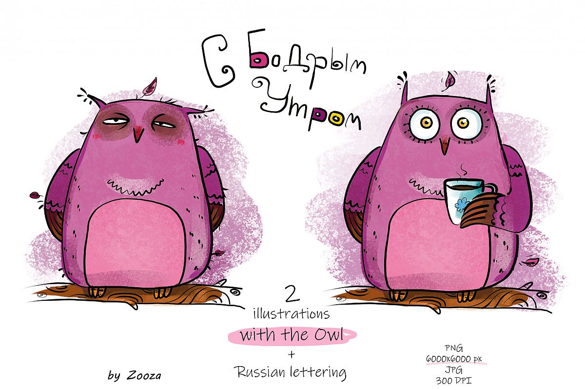 Two Owls and a coffee - illustrations example image 1
