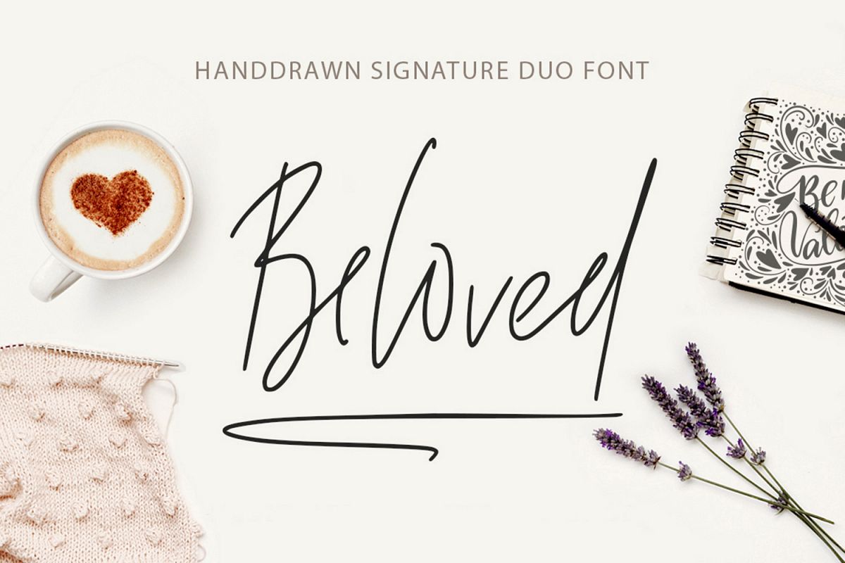 Beloved signature duo font. example image 1