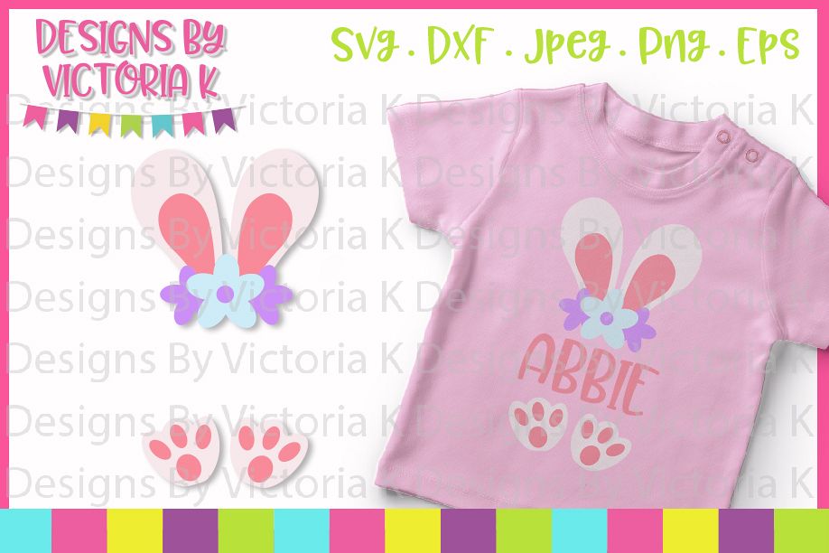 Easter, Bunny, Bunny Monogram, SVG, DXF, PNG example image 1