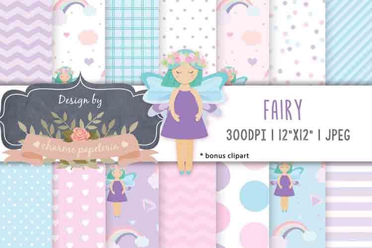 Fairy digital papers, rainbow, chevron paper, magical paper example image 1